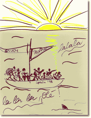 Isabel Maria González Gómez - »Musikgruppe auf Wasserfahrzeug unter südlicher Sonne« 1998